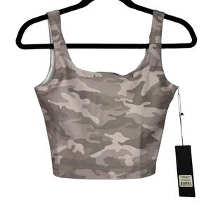 NEW WEAR IT TO HEART THALIA CROPPED TANK LIGHT TRUFFLE CAMO Small